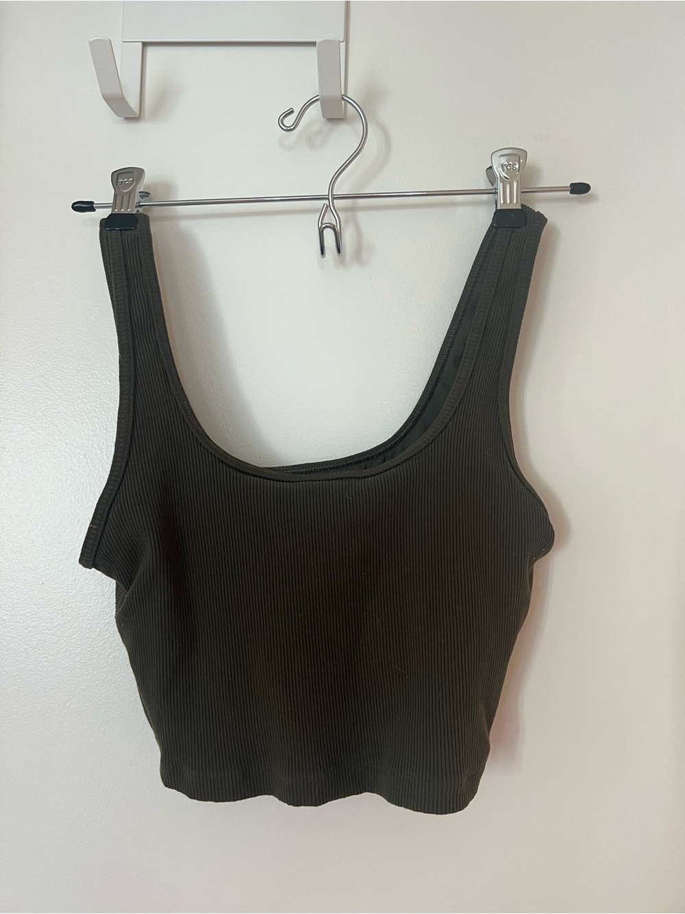 aerie Ribbed Scoop Tank Top - Olive